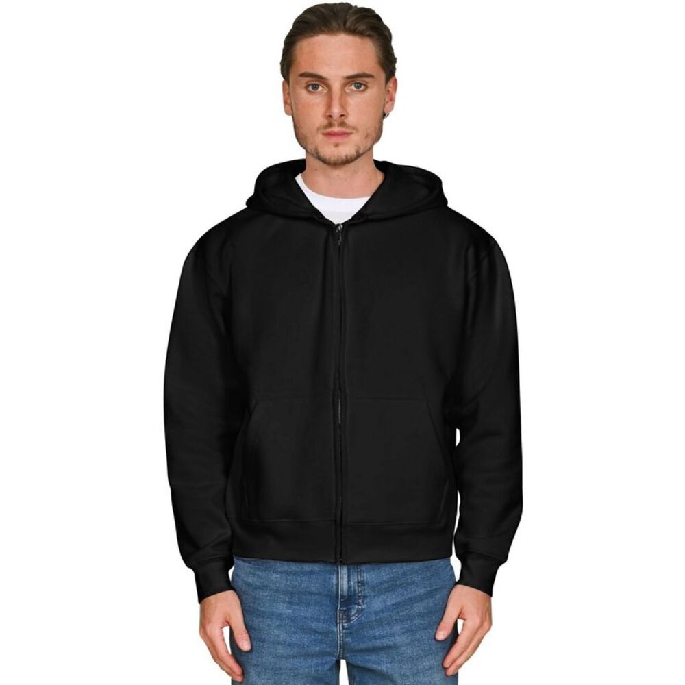 Casual Classics Unisex Adult Combed Cotton Oversized Full Zip Hoodie / Black